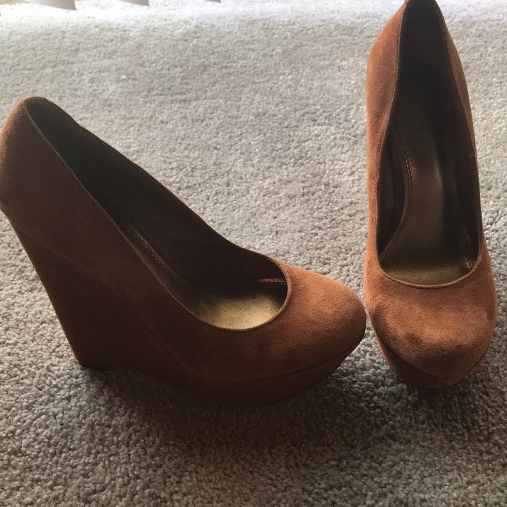 Brown Suede Wedges
